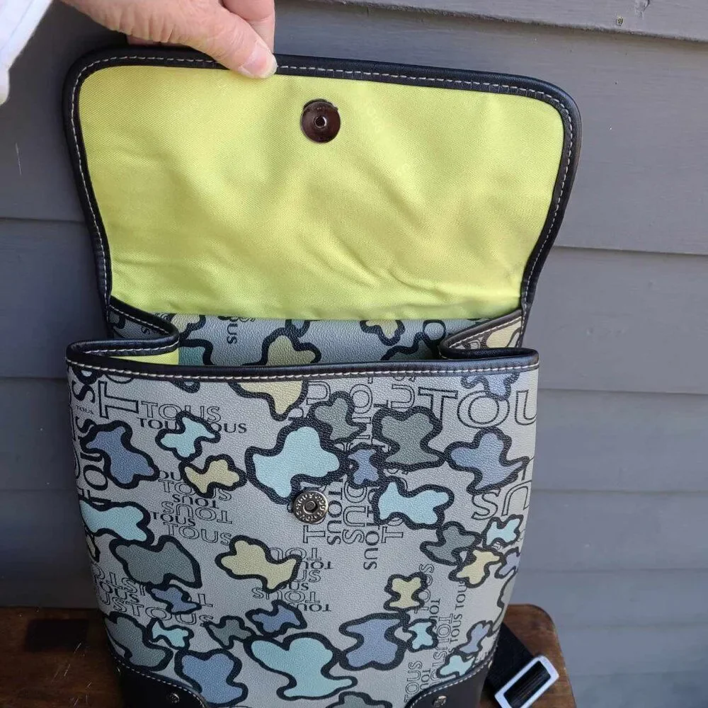 Tous Leather Kaos Icon Backpack Blue Grey Black Like New